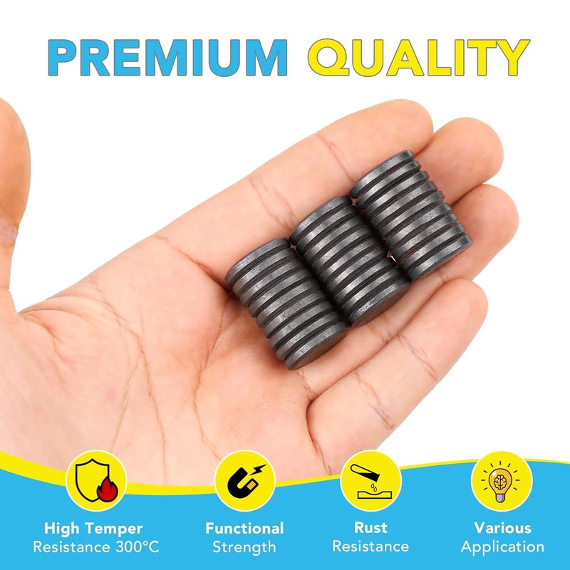 TRYMAG Ceramic Disc Magnets for Crafts, 60 Pcs Tiny Round Crafts with Adhesive Backing, Flat Circle Ferrite Industrial DIY, Science, Hobbies, Project - 18mm (.709 inch), 18x3mm - Image 2